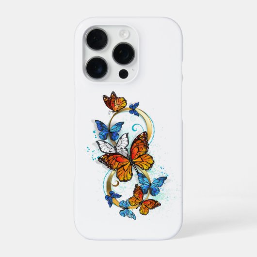 Coque iPhone 16 Pro Infinité de papillons monarques (Verso)