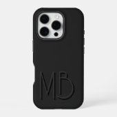 Coque iPhone 16 Pro Initiales Monogramme Noir Moderne Contemporain (Verso)
