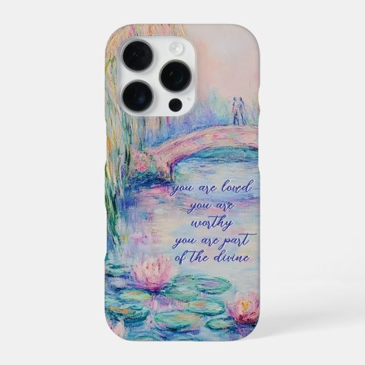 Coque iPhone 16 Pro Inspiré de Monet Vous êtes aimé, digne (Verso)