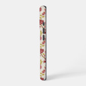 Coque iPhone 16 Pro Jacobean Floral Pattern Rouge Rose Gold Crème (Côté gauche)