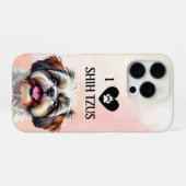 Coque iPhone 16 Pro J'adore mon chiot Shih Tzu (Verso Horizontal)