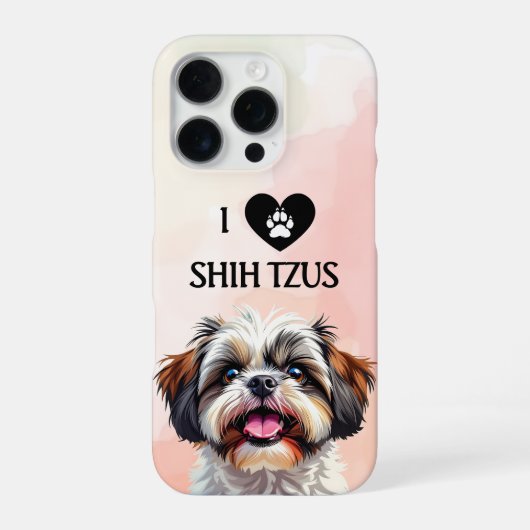 Coque iPhone 16 Pro J'adore mon chiot Shih Tzu (Verso)