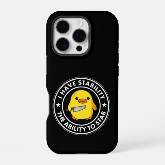 Coque iPhone 16 Pro J'Ai La Stabilité De Stab Funny (Verso)