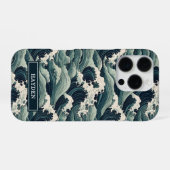 Coque iPhone 16 Pro Japanese Waves Print Monogrammed (Verso Horizontal)