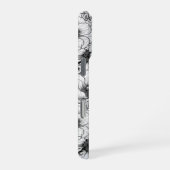 Coque iPhone 16 Pro Jardin d'anémones en noir et blanc (Côté droit)
