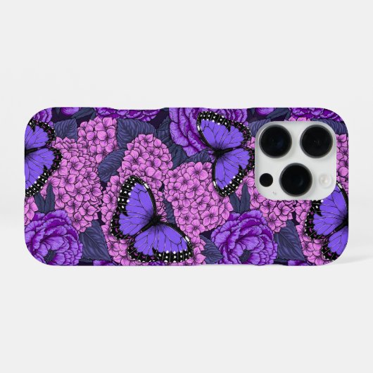 Coque iPhone 16 Pro Jardin morpho bleu 2 (Verso Horizontal)