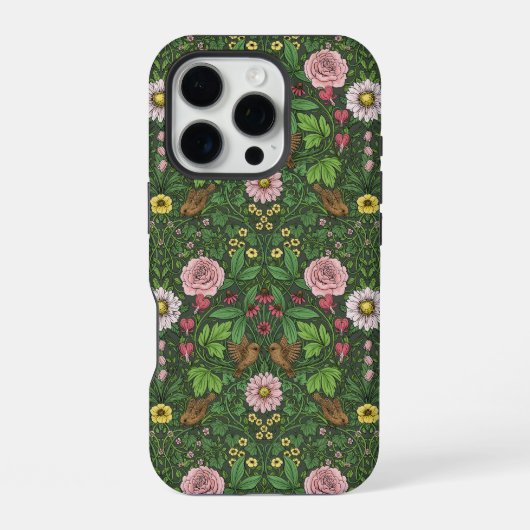 Coque iPhone 16 Pro Jardin sauvage en vert (Verso)