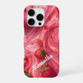 Coque iPhone 16 Pro Joie de Tourbillon de Fraise (Verso)