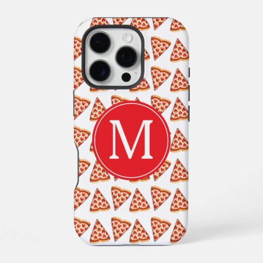 Coque iPhone 16 Pro Jolies initiales personnalisées motif pizza (Verso)