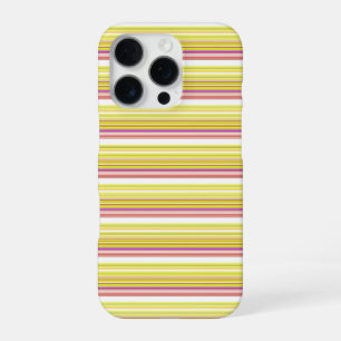 Coque iPhone 16 Pro Jolies rayures blanches jaunes
