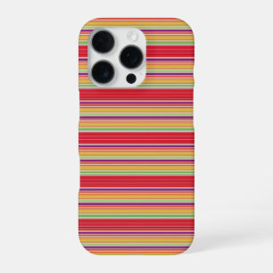 Coque iPhone 16 Pro Jolies rayures colorées rouges
