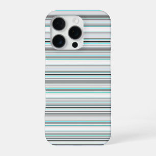 Coque iPhone 16 Pro Jolies rayures grises aqua
