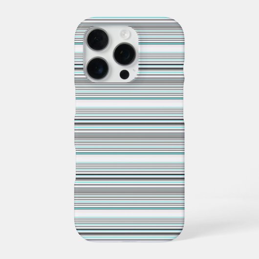 Coque iPhone 16 Pro Jolies rayures grises aqua (Verso)