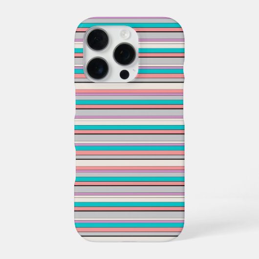 Coque iPhone 16 Pro Jolies rayures grises aqua (Verso)