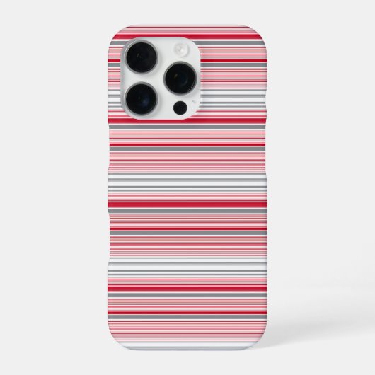 Coque iPhone 16 Pro Jolies rayures grises rouges (Verso)