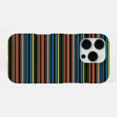 Coque iPhone 16 Pro Jolies rayures noir bleu (Verso Horizontal)