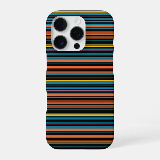 Coque iPhone 16 Pro Jolies rayures noir bleu (Verso)