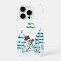Joyeux Noël ! Snowman avec chat et chiot