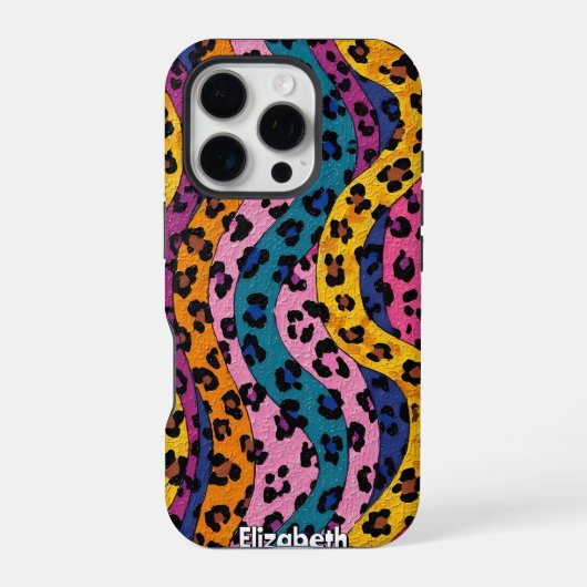 Coque iPhone 16 Pro Jungle Texturé : Impression Léopard Tourbillonnant (Verso)
