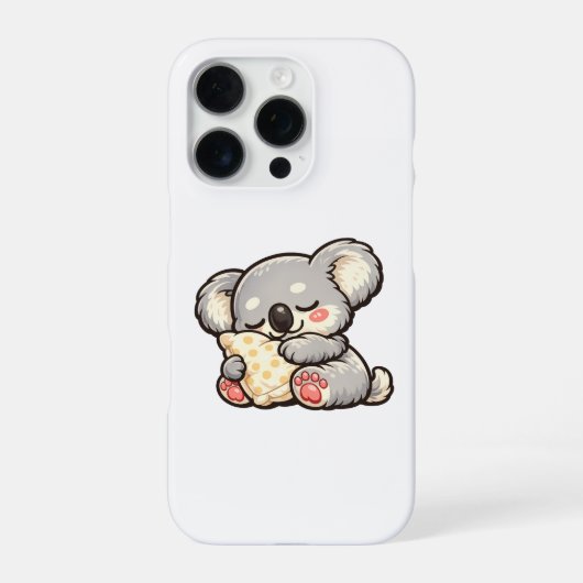 Coque iPhone 16 Pro Koala Mignon Endormi avec Oreiller (Verso)
