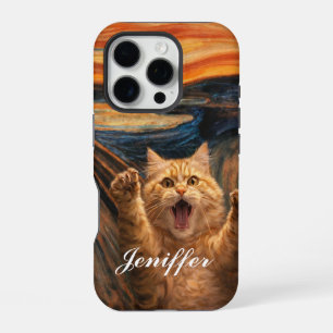 Coque iPhone 16 Pro La parodie d'art du chat dans Le Cri