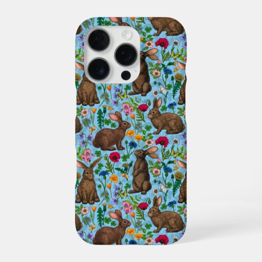 Coque iPhone 16 Pro Lapins et fleur sauvage (Verso)