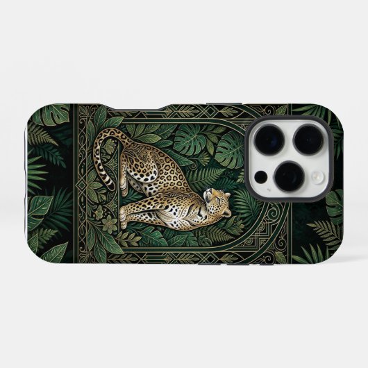 Coque iPhone 16 Pro Leopard Jungle Throne | Dark iPhone 16 Pro Case (Verso Horizontal)