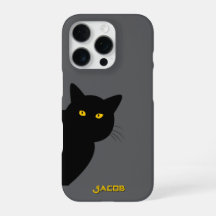 Les yeux jaunes chat noir vous saluant coutume
