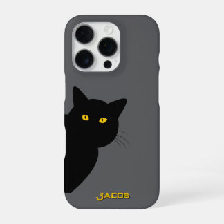 Coque iPhone 16 Pro Les yeux jaunes chat noir vous saluant coutume