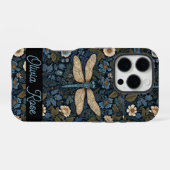 Coque iPhone 16 Pro Libellule bleue vintage (Verso Horizontal)