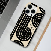 Coque iPhone 16 Pro Lignes Abstraits Rétro Noirs