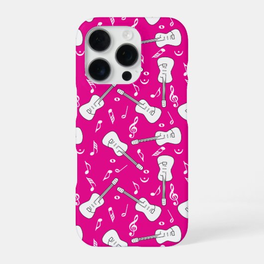 Coque iPhone 16 Pro Lignes de guitare notes de musique (Verso)