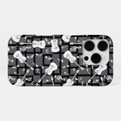 Coque iPhone 16 Pro Lignes de guitare notes de musique (Verso Horizontal)