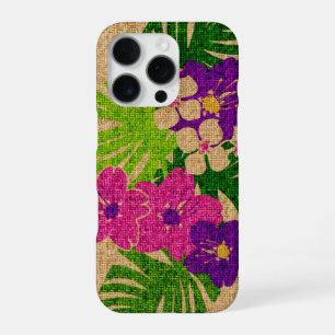 Coque iPhone 16 Pro Limahuli Garden Faux Grass Cloth en Violet