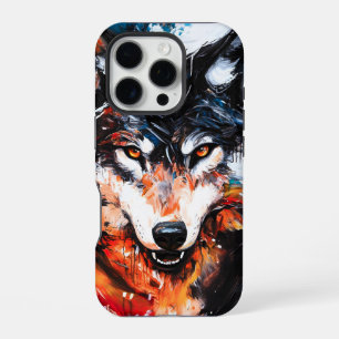 Coque iPhone 16 Pro Loup Esprit Sauvage Abstrait