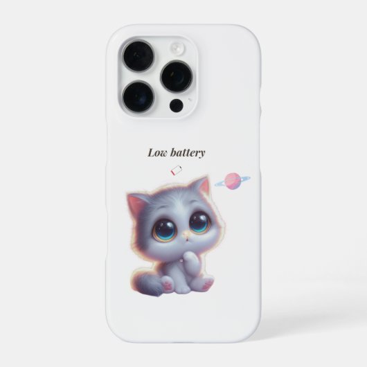 Coque iPhone 16 Pro Low Battery Cat Meme Phone Case (Verso)