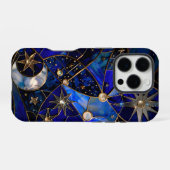 Coque iPhone 16 Pro Lune céleste Starry Night Vitrail (Verso Horizontal)