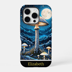 Coque iPhone 16 Pro Lune forestière nocturne champignon mystique