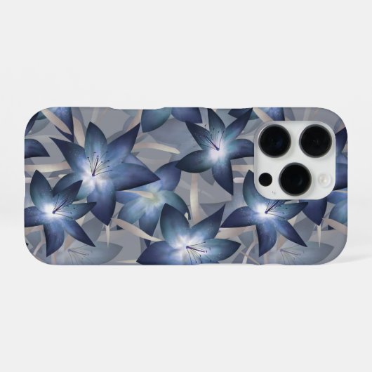 Coque iPhone 16 Pro Lys bleus (Verso Horizontal)