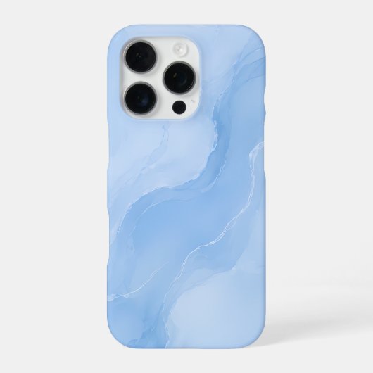 Coque iPhone 16 Pro Marbre Abstrait Motif Bleu Clair (Verso)