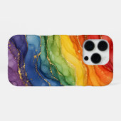 Coque iPhone 16 Pro Marbre arc-en-ciel LGBTQ (Verso Horizontal)