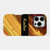 Coque iPhone 16 Pro Marbre bordeaux et or (Verso Horizontal)