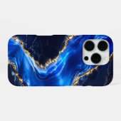 Coque iPhone 16 Pro Marbre de Rivière Saphir Luxe (Verso Horizontal)