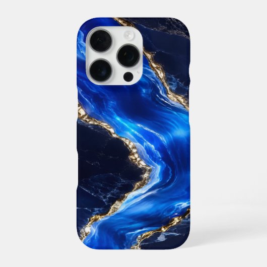 Coque iPhone 16 Pro Marbre de Rivière Saphir Luxe (Verso)