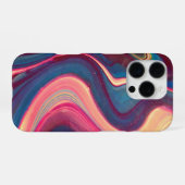 Coque iPhone 16 Pro marbre liquide, art fluide, violet, pastel (Verso Horizontal)