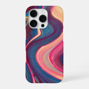 Coque iPhone 16 Pro marbre liquide, art fluide, violet, pastel