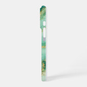Coque iPhone 16 Pro Marbre Luxueux Vert Menthe & Or (Côté gauche)