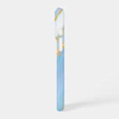 Coque iPhone 16 Pro Marbre Parties scintillant Blue Sky Gold personnal (Côté gauche)