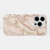 Coque iPhone 16 Pro marbre rose et or (Verso Horizontal)