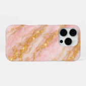 Coque iPhone 16 Pro marbre rose et or (Verso Horizontal)